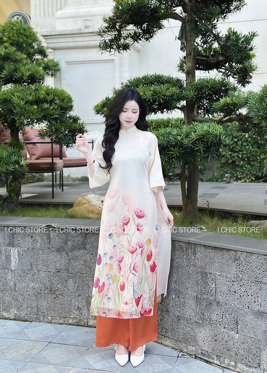 Áo Dài Ngọc Thảo Kem